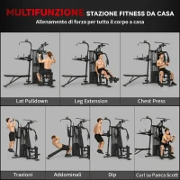 SPORTNOW Palestra Multifunzione, Stazione Fitness Multifunzione con Sistema a Pulegge, Pacco Pesi da 69 kg, Nero(m-4)