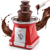HOMCOM Fontanna czekoladowa ze stali nierdzewnej, 3 poziomy, 270 ml, elektryczne fondue z podgrzewaniem, czerwona(m-7)