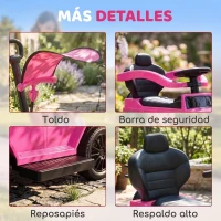 HOMCOM Coche Correpasillos para Niños de 1-3 Años con Licencia Mercedes G350 Capota Extraíble y Barandilla 85,5x40,5x95 cm Rosa(m-8)