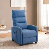 HOMCOM Poltrona Massaggiante e Reclinabile a 160° con Poggiapiedi e Telecomando, 66x91x108 cm, in Ciniglia Blu Scuro(m-13)