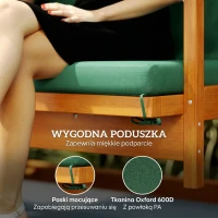 Outsunny Huśtawka ogrodowa typu Hollywood z zadaszeniem, wykonana z drewna modrzewiowego, 3-osobowa z funkcją rozkładania do leżenia(m-7)