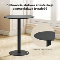 HOMCOM Okrągły stół jadalniany dla 2 osób, Stal, do wnętrz i na zewnątrz, czarny(m-5)