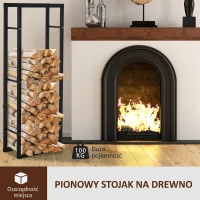 HOMCOM® REGAŁ NA DREWNO OPAŁOWE STAL czarny(m-4)
