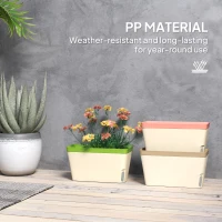 Outsunny Set of 3 Self Watering Plant Pots Outdoor, 27cm Rectangular Garden Planters with Visual Water Level Window, Plastic Flower Pots for Indoor Outdoor Garden Balcony(m-7)