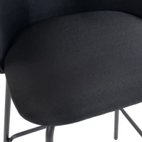 HOMCOM Set 2 Sgabelli da Bar con Schienale e Poggiapiedi, Rivestimento in Tessuto e Gambe in Acciaio, Nero(m-8)