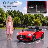 AIYAPLAY Macchina Elettrica per Bambini 3-6 Anni Mercedes-AMG GTR con 2 Motori e Telecomando, 3-5 km/h, Rosso(m-3)