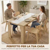 HOMCOM Tavolo da Pranzo 4-6 Posti Moderno in Legno per Soggiorno e Cucina, 120x69x75cm, Bianco e Color Legno(m-4)