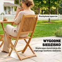 Outsunny Zestaw mebli ogrodowych FSC z drewna, 5-cz., składany stół z 4 krzesłami, lamelowy design(m-7)