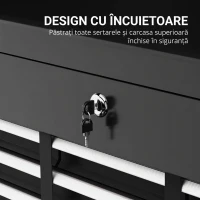 HOMCOM Cutie pentru Scule cu 6 Sertare din Oțel cu Încuietoare, 60x26x34cm, Negru(m-5)