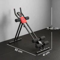 SPORTNOW Bauchtrainer, Klappbarer Bauchmuskeltrainer mit LCD-Anzeige, Doppel-Schienen belastbar bis 120 kg, Stahl, Rot(m-3)