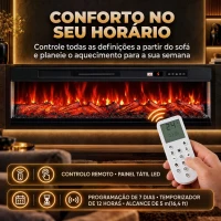 HOMCOM Lareira Elétrica Encastrável ou de Chão 750/1500W, 3 Lados, 12 Cores de Chama 3D, Termóstato, Comando à Distância, Preto(m-6)
