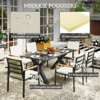 Outsunny Zestaw Mebli Ogrodowych dla 6 Osób, 6 Krzeseł, 1 Stół, Wodoodporny, 175 cm x 92,5 cm x 73 cm, Czarny + Szary(m-4)