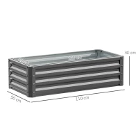Outsunny Set of Two 110 x 50cm Steel Planter Boxes -  Light Grey(m-3)