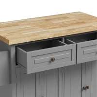 HOMCOM Isla de Cocina con Ruedas Mueble Auxiliar de Cocina con Especiero y Barra Lateral 111x44,5x82,5 cm Gris(m-11)