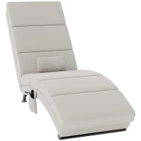 HOMCOM Poltrona Relax Reclinável com 8 Pontos de Massagem, Aquecimento Lombar, 5 Modos, Comando e Bolso Lateral, Branco Creme(m-1)