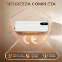 HOMCOM Termoventilatore da Parete 2000W, Stufa Elettrica Ceramica 3 Modalità con Ventilatore, Termostato, Timer, Bianco(m-9)