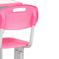 HOMCOM Kids Desk and Chair Set Adjustable Height Study Table Set with Drawer, Book Stand, Pen Slot - Pink(m-11)