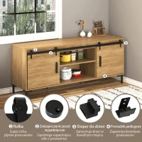 System do drzwi przesuwnych HOMCOM prowadnica do drzwi przesuwnych okucia do podwójnych drzwi drewnianych akcesoria stal węglowa kolor czarny 200 x 0,6 x 18 cm(m-5)