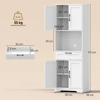HOMCOM Armário Despenseiro de Cozinha 170 cm com Prateleiras Ajustáveis, Prateleira Aberta e Gaveta(m-3)