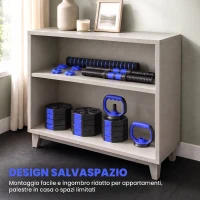 SPORTNOW Set Pesi da Palestra 6 in 1 in Plastica e Sabbia Utilizzabile come Kettlebell Manubri Bilanciere Supporto Blu(m-9)