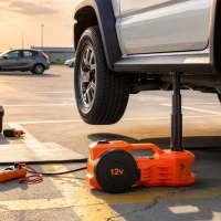 HOMCOM Electric Car Jack Kit, 5Ton 12V Electric Hydraulic Car Jack Lift with 15.5-45 cm Lift, Air Pump, Reflective Case, Orange(m-9)