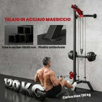 SPORTNOW Cable Station da Parete, Macchina con Pulegge Regolabili a 16 Posizioni con Barra Lat Pulldown, Nero(m-8)