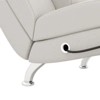 HOMCOM Sillón Relax Reclinable con 8 Puntos de Masaje y Calor Lumbar 5 Modos Mando y Bolsillo Lateral Blanco Crema(m-13)