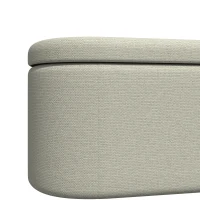 HOMCOM Banco de Almacenaje Puff Almacenaje Tapizado en Lino Tapa Cierre Suave Diseño Ovalado Carga 220 kg 116x42x44 cm Gris(m-11)