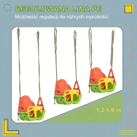 Outsunny 3-w-1 Huśtawka dla dzieci, huśtawka z regulowanym sznurkiem, Zielona(m-5)