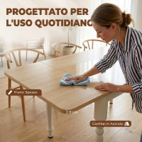 HOMCOM Tavolo da Pranzo Pieghevole per 2-6 Persone, Tavolo a Ribalta 74-134 cm Effetto Legno, in Acciaio, Naturale(m-5)