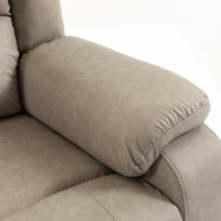 HOMCOM Sillón 2 Plazas Relax Reclinable Manual Ajuste Separado hasta 155º Sillón Relax de PU Reposapiés y Asiento Amplio Caqui(m-10)