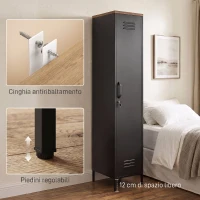 HOMCOM Armadio in Metallo, Guardaroba Industriale con Ripiani Regolabili per Camera, Garage, Ufficio, Nero(m-8)