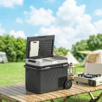 Outsunny Frigorifero Congelatore per Auto da 49L, Frigo a Doppia Zona con Controllo App, Manico Telescopico, -20℃-20℃(m-10)