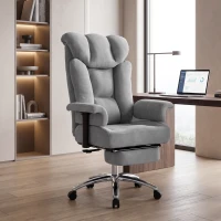 HOMCOM 250 kg Big and Tall Massage Office Chair with Heat, High Back, Height Adjustable Linen Executive Desk Chair, Grey(m-12)