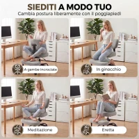 HOMCOM Sedia Ufficio Girevole con Poggiapiedi Rimovibile, Tessuto Effetto Lino, Altezza Regolabile, Grigio Chiaro(m-4)