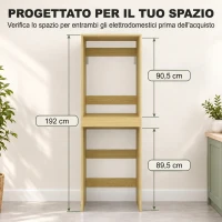 HOMCOM Mobile Lavatrice Asciugatrice, Colonna Lavatrice Asciugatrice, per Bagno Lavanderia, 70x65x192 cm, Rovere(m-7)