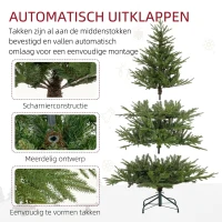 HOMCOM Kerstboom 150 cm, realistisch uiterlijk, snel op te zetten, inclusief standaard, brandveilig kunststof(m-6)