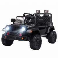 AIYAPLAY Fuoristrada Elettrica per Bambini 12V, Batteria al Litio, 2 Motori, Sospensioni, Telecomando, 2-4 Anni, Nero(m-16)