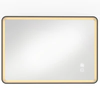 HOMCOM Specchio Bagno con Luce LED 100x70cm, 3 Colori Dimmerabili, Bluetooth, Specchio da Parete Rettangolare, Nero(m-1)