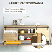 System do drzwi przesuwnych HOMCOM prowadnica do drzwi przesuwnych okucia do podwójnych drzwi drewnianych akcesoria stal węglowa kolor czarny 200 x 0,6 x 18 cm(m-4)