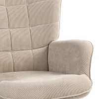 HOMCOM Fauteuil de Salon avec Repose-Pied, Fauteuil d'Appoint Capitonné en Velours Côtelé, Dossier Haut et Accoudoirs, Marron(m-12)