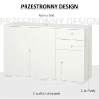 HOMCOM Komoda szafka Anrichte, 2 szuflady, Push-Click, 117 cm x 36 cm x 74 cm, Biały(m-4)