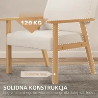 HOMCOM Fotel jadalniany, tapicerowany, drewniana rama, 64 x 70 x 72 cm(m-6)
