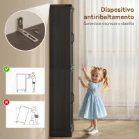 HOMCOM Credenza Cucina Alta Rustica, Mobile Dispensa con 4 Ante, Ripiani Regolabili, 60.2x30.3x182 cm, Nero(m-7)