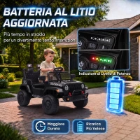 AIYAPLAY Fuoristrada Elettrica per Bambini 12V, Batteria al Litio, 2 Motori, Sospensioni, Telecomando, 2-4 Anni, Nero(m-5)