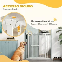 PawHut Cancelletto di Sicurezza per Cani Estensibile 76-104cm, Alto 104cm, Cancellino Cani Taglia Grande, Bianco(m-6)