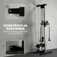 SPORTNOW Regulowana wieża siłowa 25-165 cm z podwójnymi wyciągami i adapterami 62 x 60 x 200 cm Czarny(m-5)