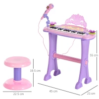 HOMCOM 32 Keys Kids Mini Electronic Keyboard Musical Instrument Educational Game Toy Children Grand Piano Stool Micropho(m-3)