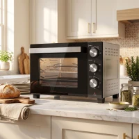 HOMCOM Forno Elettrico 1500W 28L con Temperatura Regolabile Max 230°, Timer 60 min, Griglia, Teglia, Manico per Teglia(m-14)