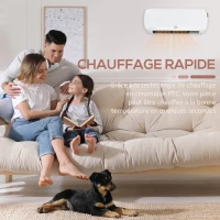 HOMCOM Radiateur mural soufflant 2000 W - chauffage céramique PTC - 3 niveaux puissance - incluse blanc noir(m-7)